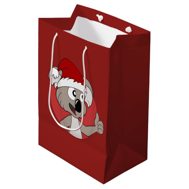 Christmas koala cartoon  medium gift bag (Front Angled)