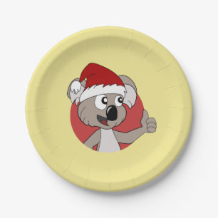 Christmas koala cartoon paper plates