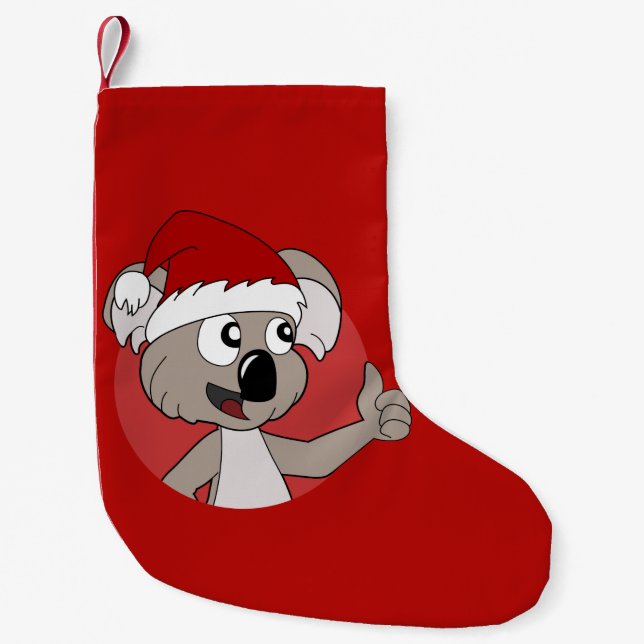 Christmas koala cartoon small christmas stocking (Front)