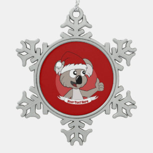 Christmas  koala cartoon snowflake pewter christmas ornament