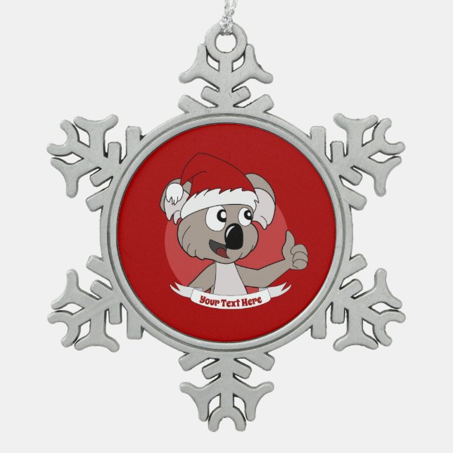 Christmas  koala cartoon snowflake pewter christmas ornament (Front)
