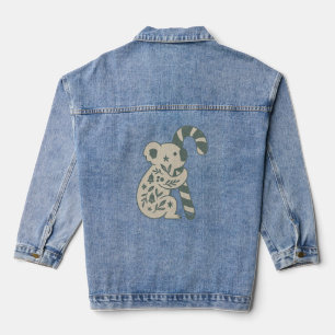 Christmas Koala with Candy Cane Sweatshirt Denim Jacket