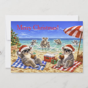Christmas Koalas at the beach Holiday Card