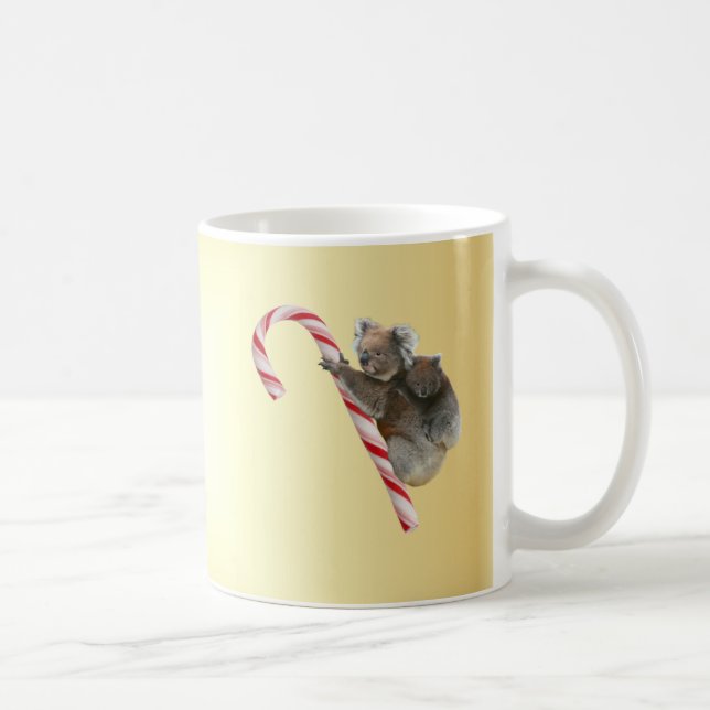 Christmas Koalas on Candy Cane Coffee Mug (Right)