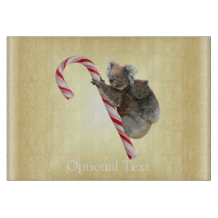 Christmas Koalas on Candy Cane Cutting Board