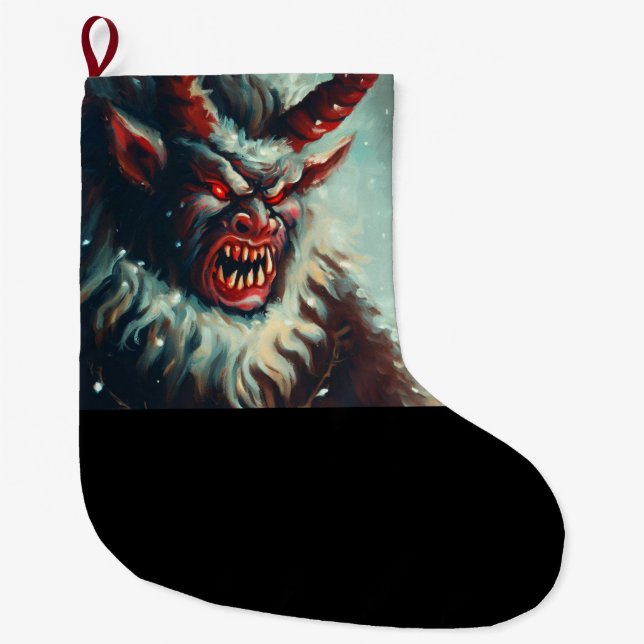 Christmas Krampus 3 Large Christmas Stocking (Front)