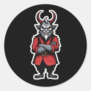 Christmas Krampus Arms Crossed Classic Round Sticker