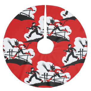 christmas krampus brushed polyester tree skirt