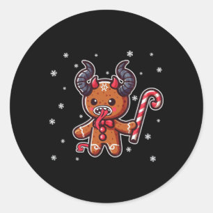Christmas Krampus Gingerbread Man Christmas Pajama Classic Round Sticker