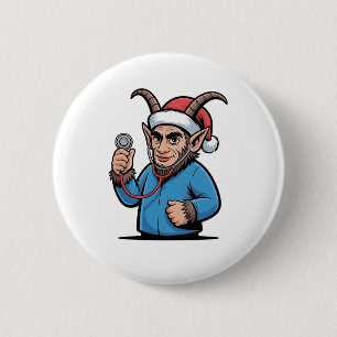 Christmas Krampus Nursing Scrubs Nurse  6 Cm Round Badge