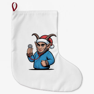 Christmas Krampus Nursing Scrubs Nurse Large Christmas Stocking