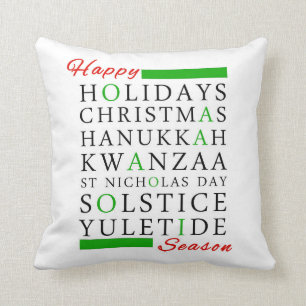 Christmas Kwanzaa Hanukkah Solstice Yuletide Cushion