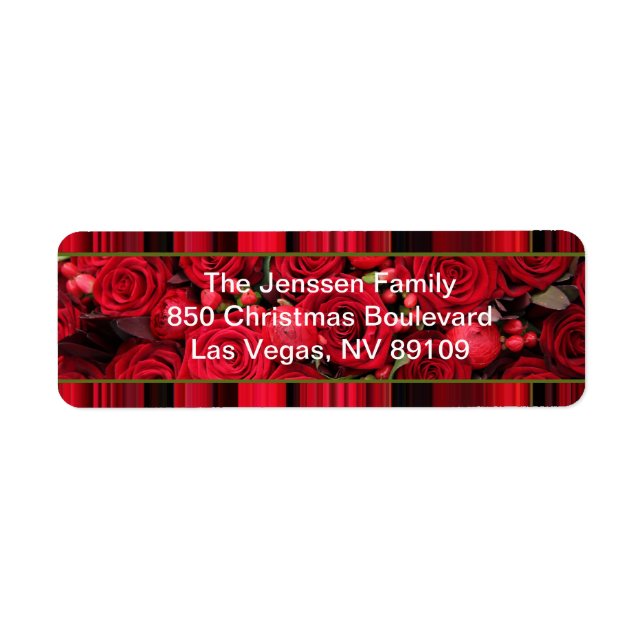 Christmas label red roses return address label (Front)
