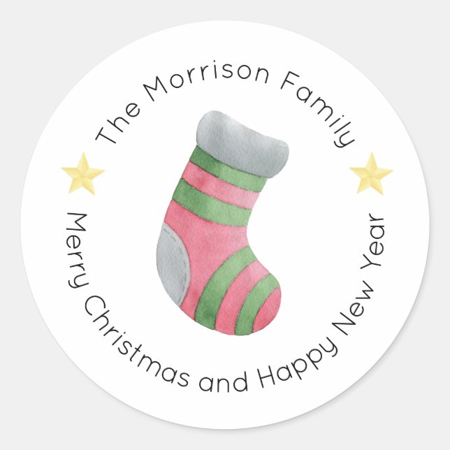 Christmas Labels, Christmas Stickers, Gift Classic Round Sticker (Front)