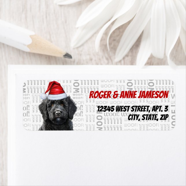 Christmas Labradoodle Dog Lover Return Address Label (Insitu)