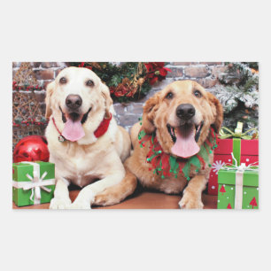 Christmas - Labrador Ally - Golden Retriever Wrigl Rectangular Sticker