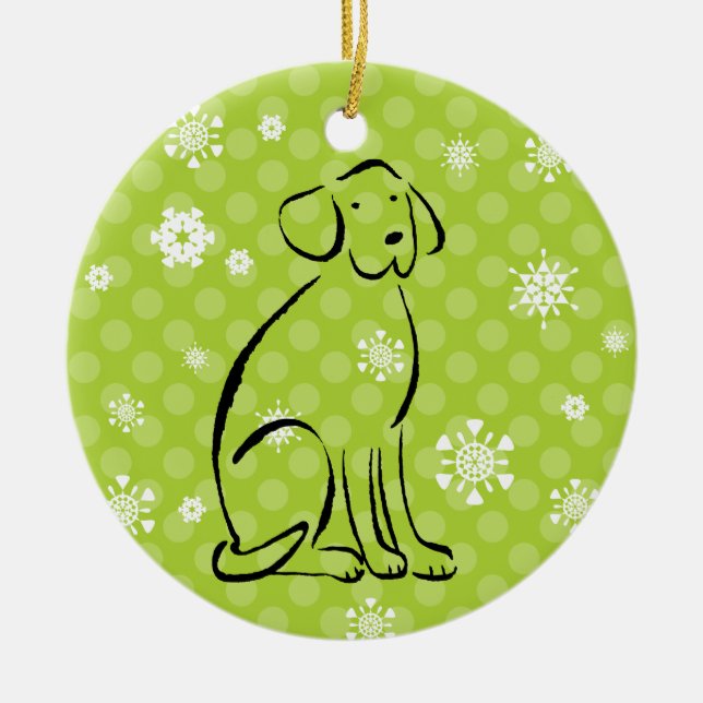 Christmas Labrador Art Add Name Ceramic Ornament (Front)