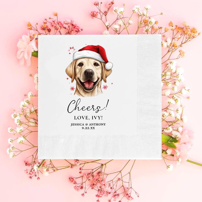 Christmas Labrador Dog Personalised Cheers Napkin (Creator Uploaded)