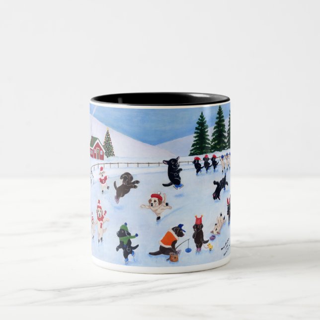 Christmas Labrador Fun Painting Two-Tone Coffee Mug (Center)