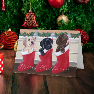 Christmas Labrador Puppies Holiday Card