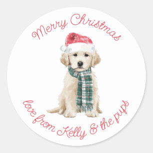 Christmas Labrador Puppy in a Scarf Classic Round Sticker