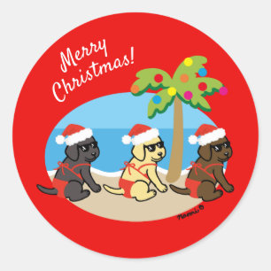 Christmas Labrador Retriever Bikini Girls Classic Round Sticker