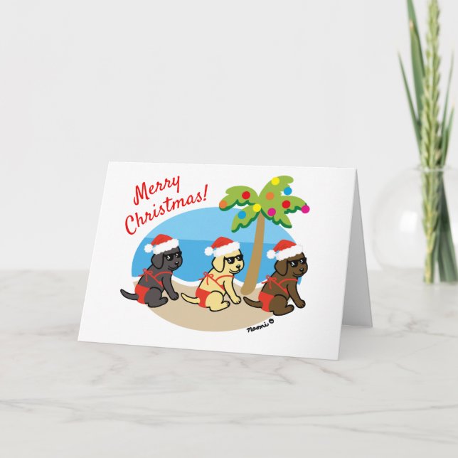 Christmas Labrador Retriever Bikini Girls Holiday Card (Front)