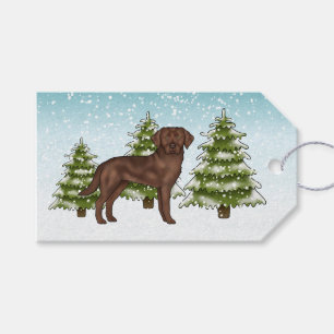 Christmas Labrador Retriever Blue Snowy Christmas Gift Tags
