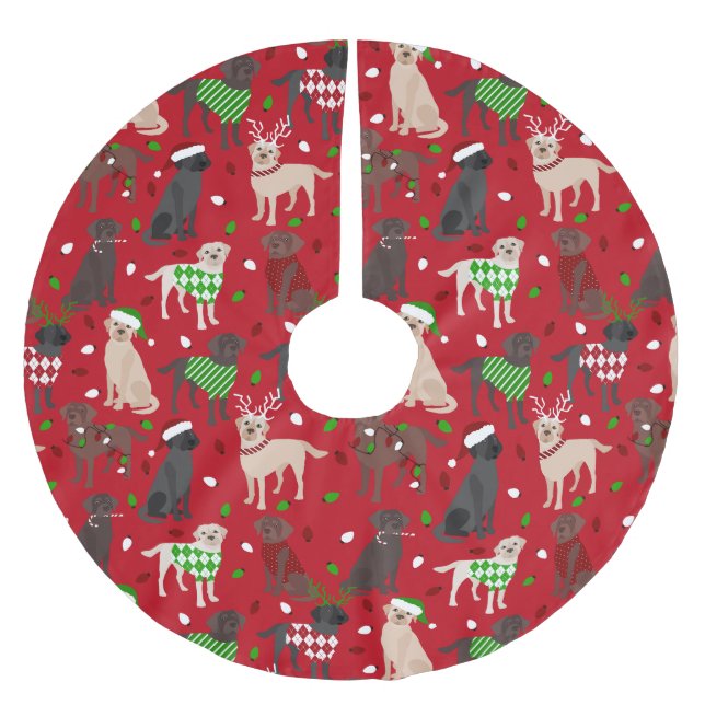 Christmas Labrador Retriever Brushed Polyester Tree Skirt (Front)