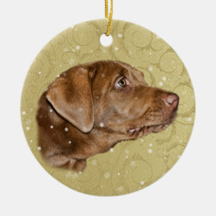 Christmas, Labrador Retriever Dog Ceramic Ornament