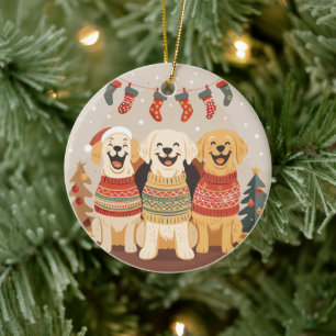 Christmas Labrador Retriever Dogs Ceramic Ornament