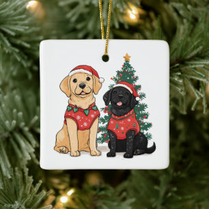 Christmas Labrador Retriever Dogs Ceramic Ornament
