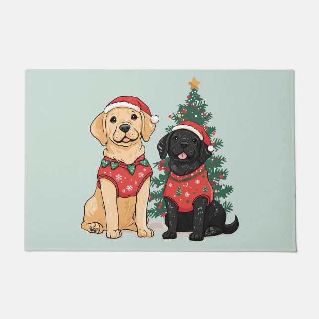 Christmas Labrador Retriever Dogs Doormat (Front)