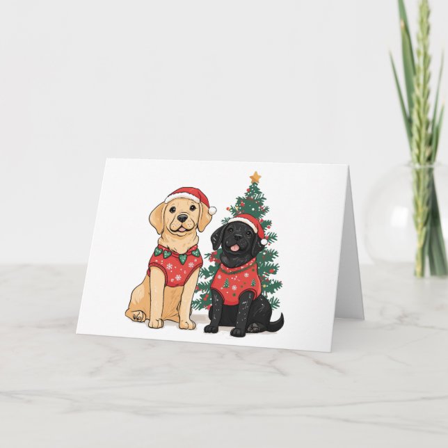 Christmas Labrador Retriever Dogs Holiday Card (Front)