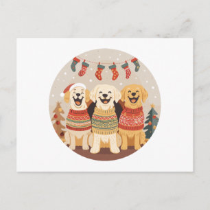 Christmas Labrador Retriever Dogs Holiday Postcard