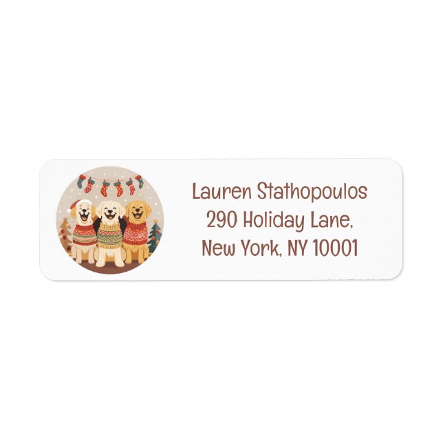 Christmas Labrador Retriever Dogs Return Address Label (Front)