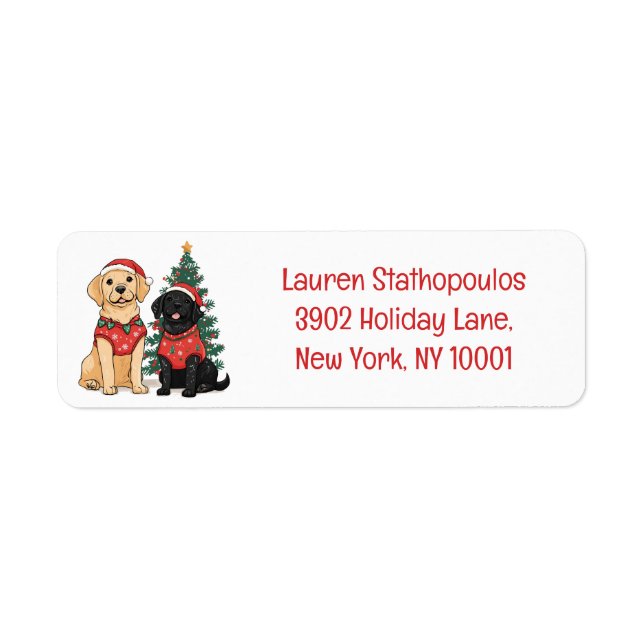 Christmas Labrador Retriever Dogs Return Address Label (Front)