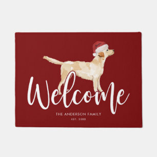 Christmas Labrador Retriever Personalised Red Doormat