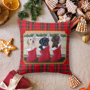 Christmas Labrador Retriever Puppies Painting Cushion