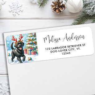 Christmas Labrador Retriever Puppy Return Address Label