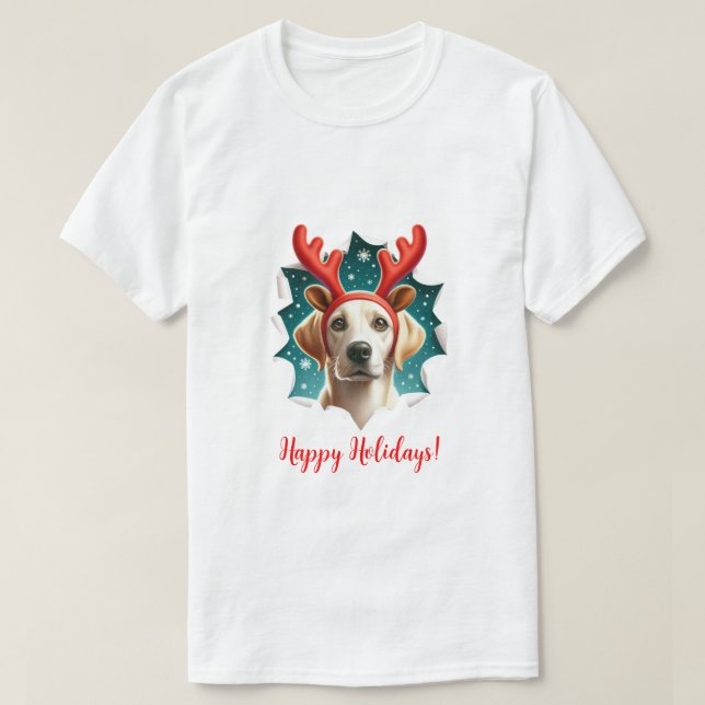 Christmas Labrador Retriever Reindeer T-Shirt (Design Front)