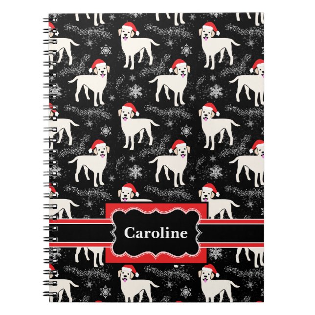 Christmas Labrador Retrievers in Santa Hats Notebook (Front)