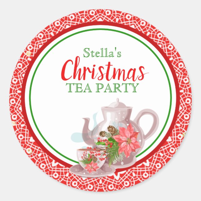 Christmas Lace Tea Party Stickers (Front)