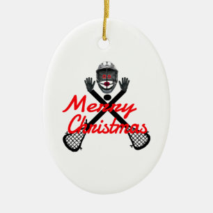 Christmas Lacrosse Cartoon Ceramic Ornament