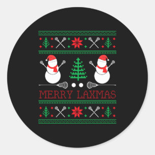 Christmas Lacrosse Lax Player Ugly Christmas Xmas Classic Round Sticker