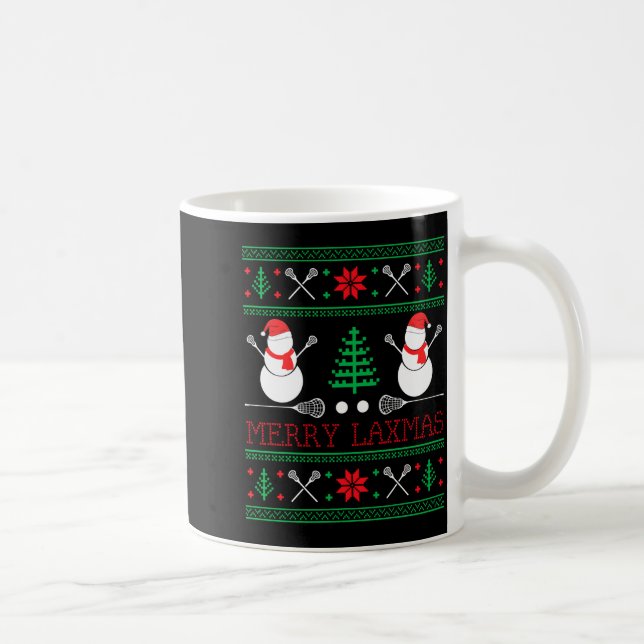 Christmas Lacrosse Lax Player Ugly Christmas Xmas  Coffee Mug (Right)
