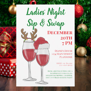 Christmas Ladies’ Night Gift Wine Swap  Invitation