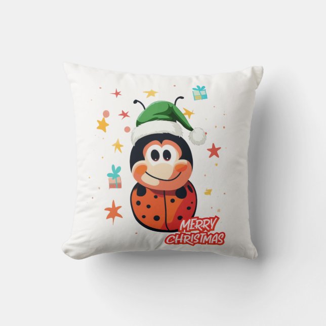 Christmas Ladybug Cheer Cushion (Front)