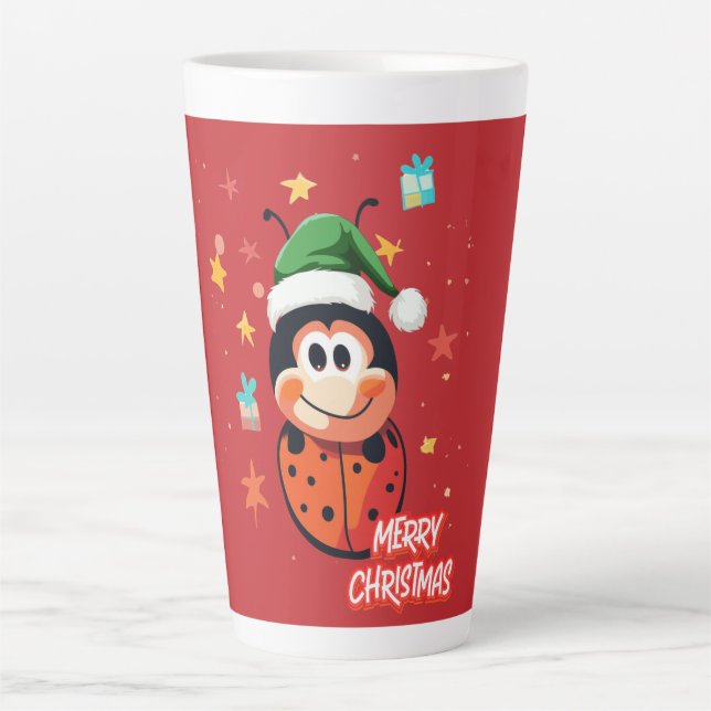 Christmas Ladybug Cheer Latte Mug (Front)