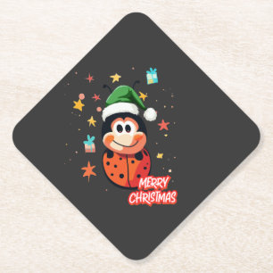 Christmas Ladybug Cheer Paper Coaster